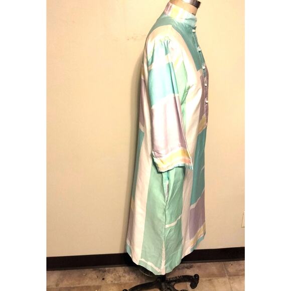 Catherine Ogust Penthouse Gallery Pastel Print Dress Caftan Vintage 80s S - Picture 6 of 10
